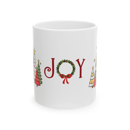 Joy Christmas Mug - Holiday Coffee Mug with Cozy Winter Scene, 11 oz