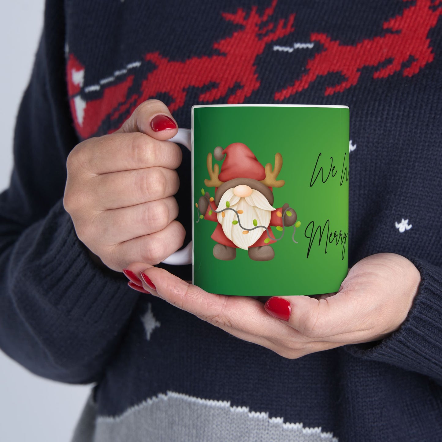 We Wish You a Merry Christmas Gnome Mug  11 oz