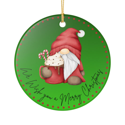 Merry Christmas Gnome & Cocoa Ornament - Festive Holiday Tree Decoration