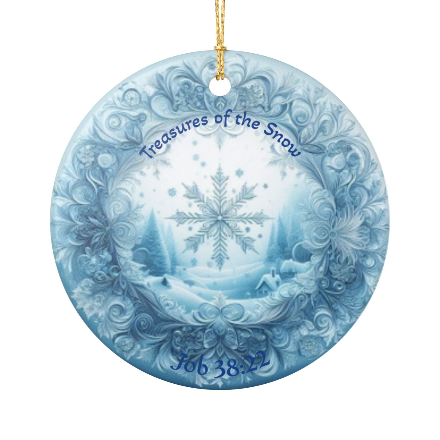 Treasures of Snow Ornament - Job 38:22 Scripture Christmas Decoration