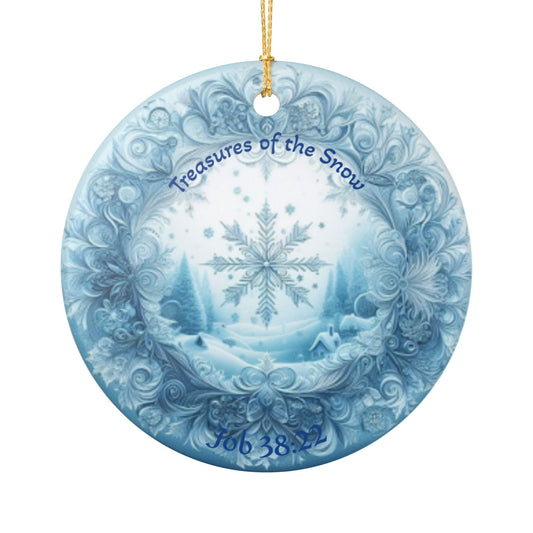 Treasures of Snow Ornament - Job 38:22 Scripture Christmas Decoration