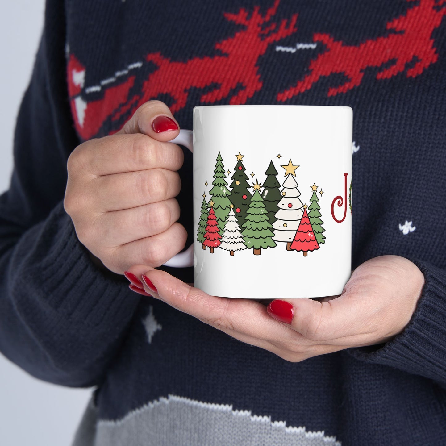 Joy Christmas Mug - Holiday Coffee Mug with Cozy Winter Scene, 11 oz
