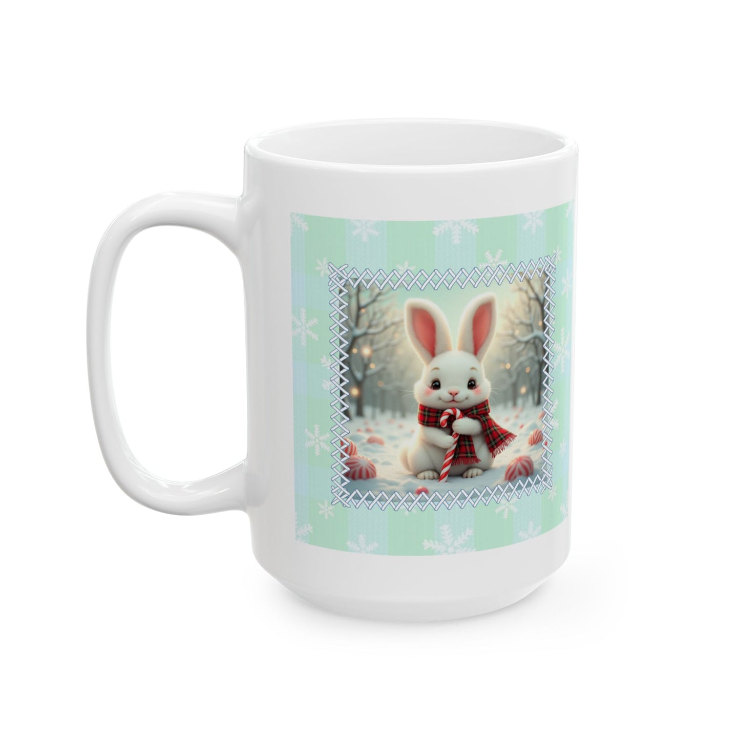 Winter Wonderland Bunny Christmas Mug - Peppermint Holiday Cup