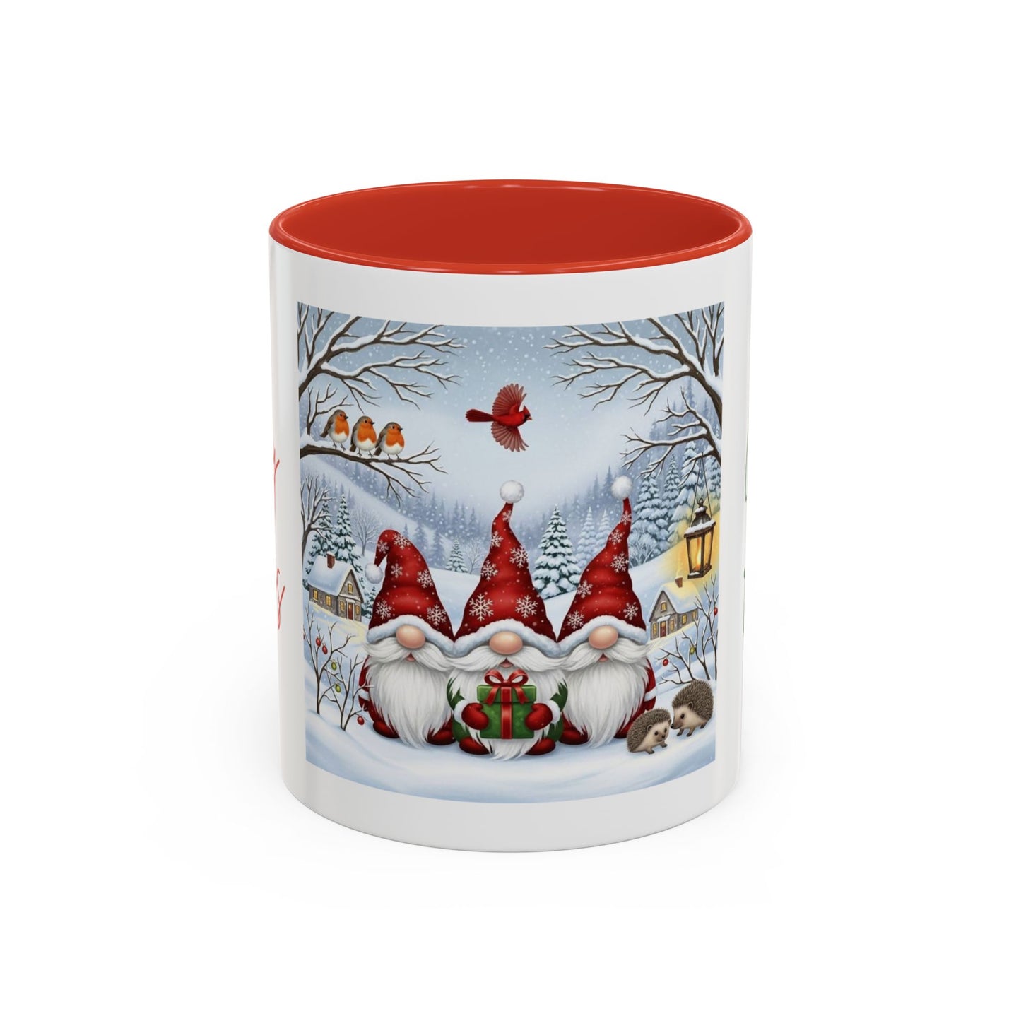 Holiday Wishes & Gnomie Kisses Christmas Mug - Festive Gnome Holiday Cup, 11 oz, 15 oz