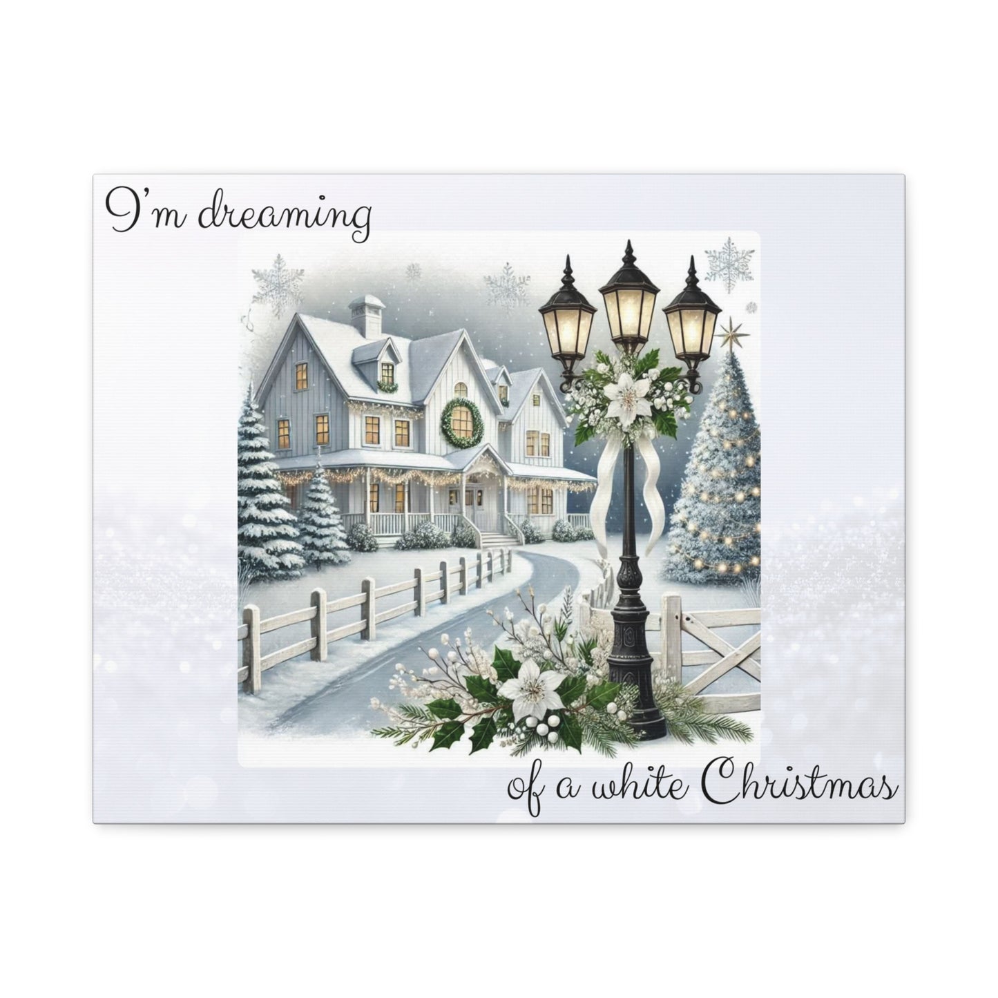 I'm Dreaming of a White Christmas Canvas Wall Art -20 x 16 Vintage Winter Home Print