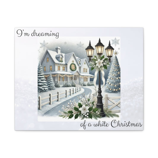 I'm Dreaming of a White Christmas Canvas Wall Art -20 x 16 Vintage Winter Home Print