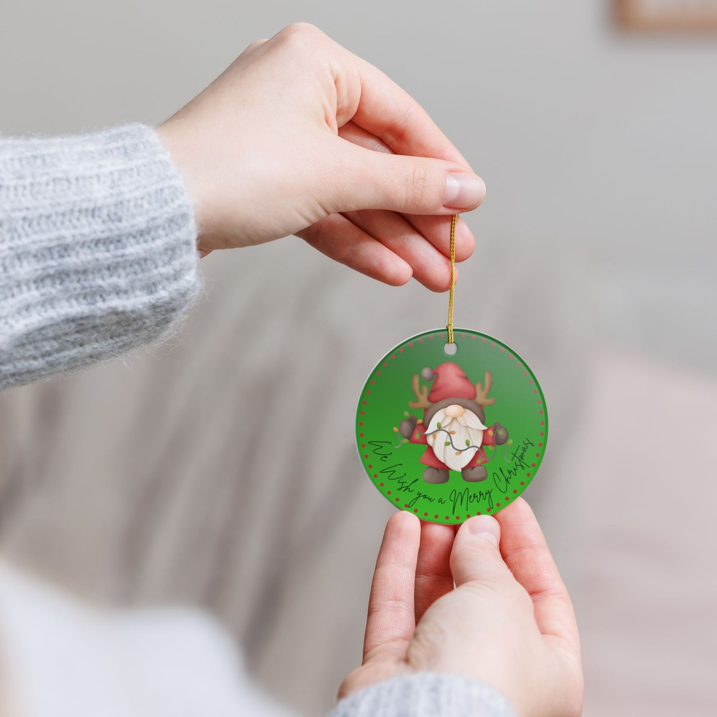 Merry Christmas Gnome Ornament - Festive Holiday Tree Decoration