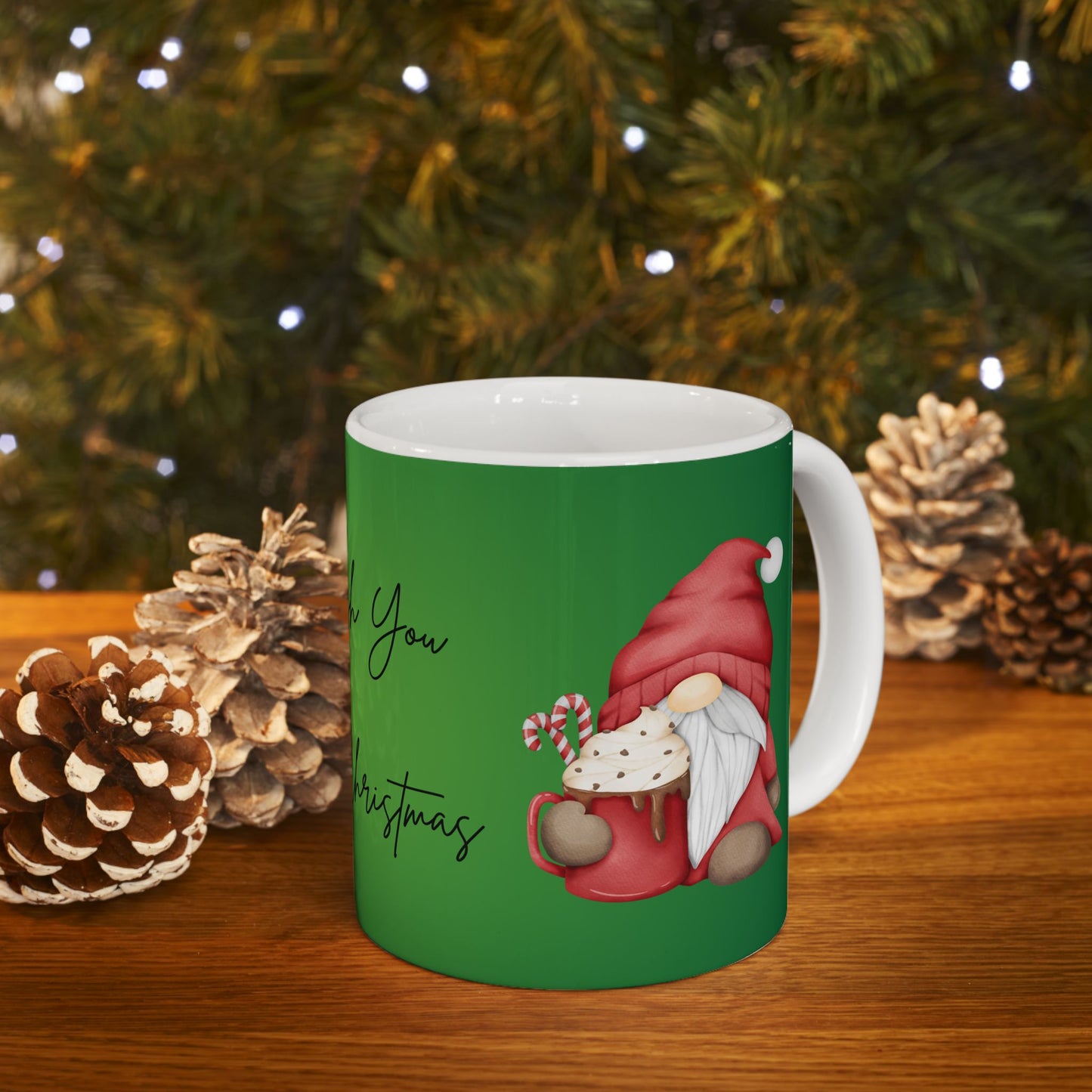 We Wish You a Merry Christmas Gnome Mug  11 oz