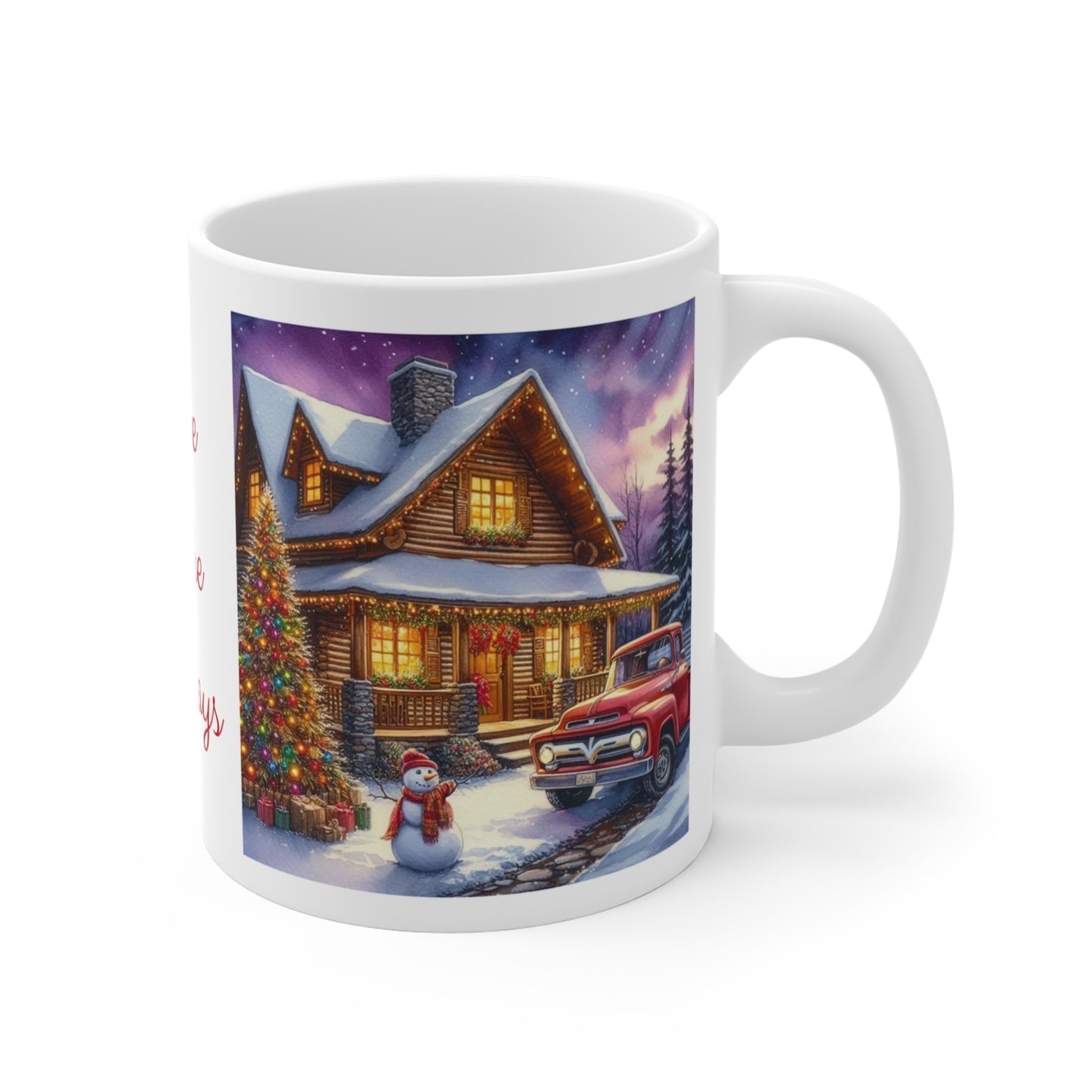 Home for the Holidays Mug - Vintage Christmas Cup, 11 oz