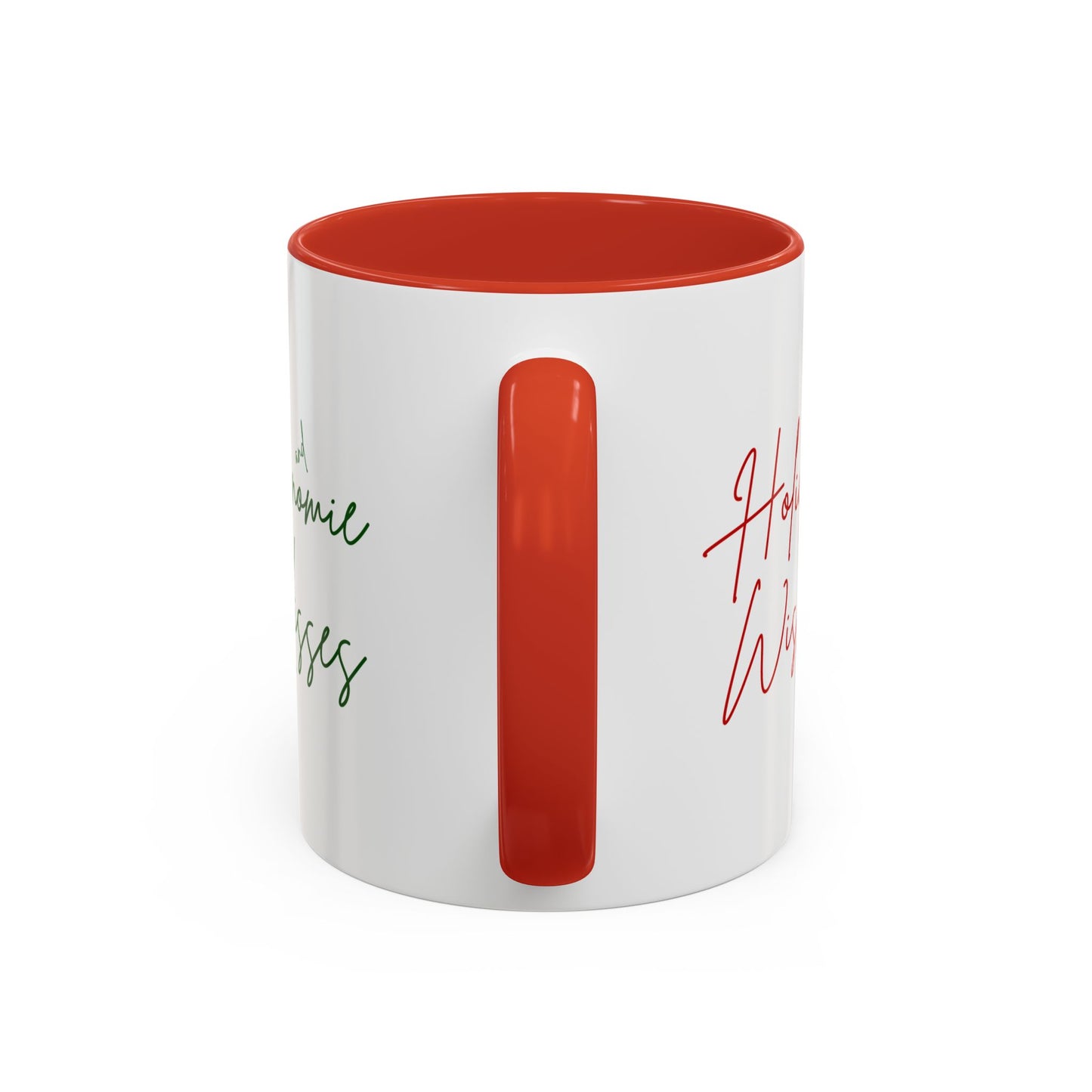 Holiday Wishes & Gnomie Kisses Christmas Mug - Festive Gnome Holiday Cup, 11 oz, 15 oz