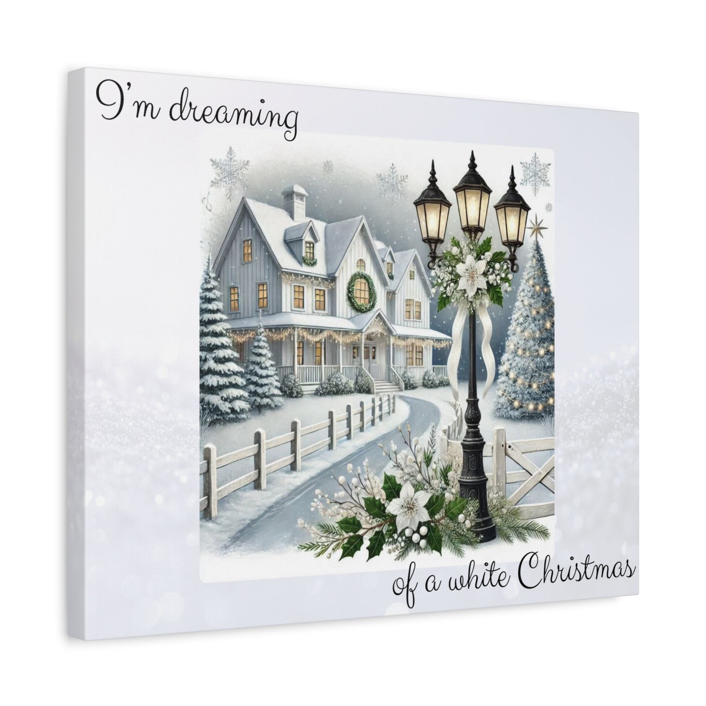 I'm Dreaming of a White Christmas Canvas Wall Art -20 x 16 Vintage Winter Home Print