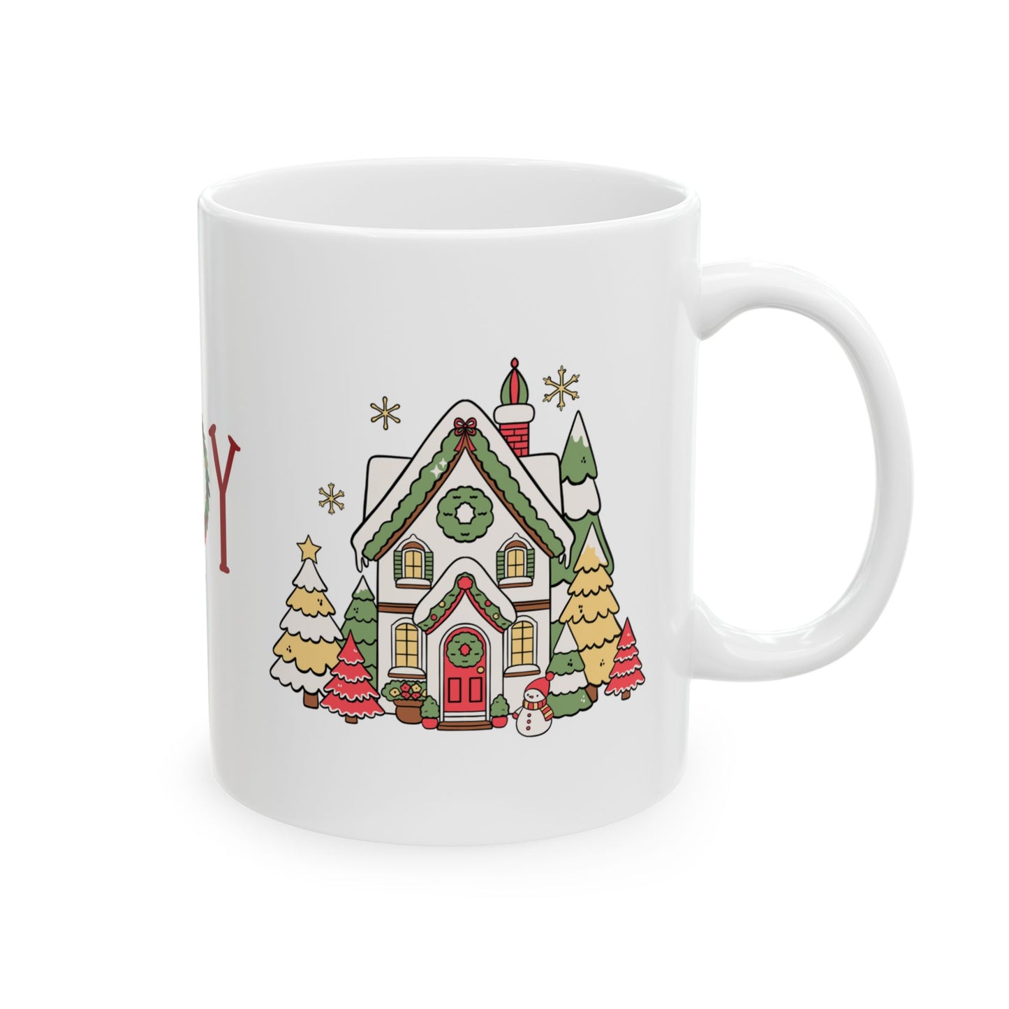 Joy Christmas Mug - Holiday Coffee Mug with Cozy Winter Scene, 11 oz