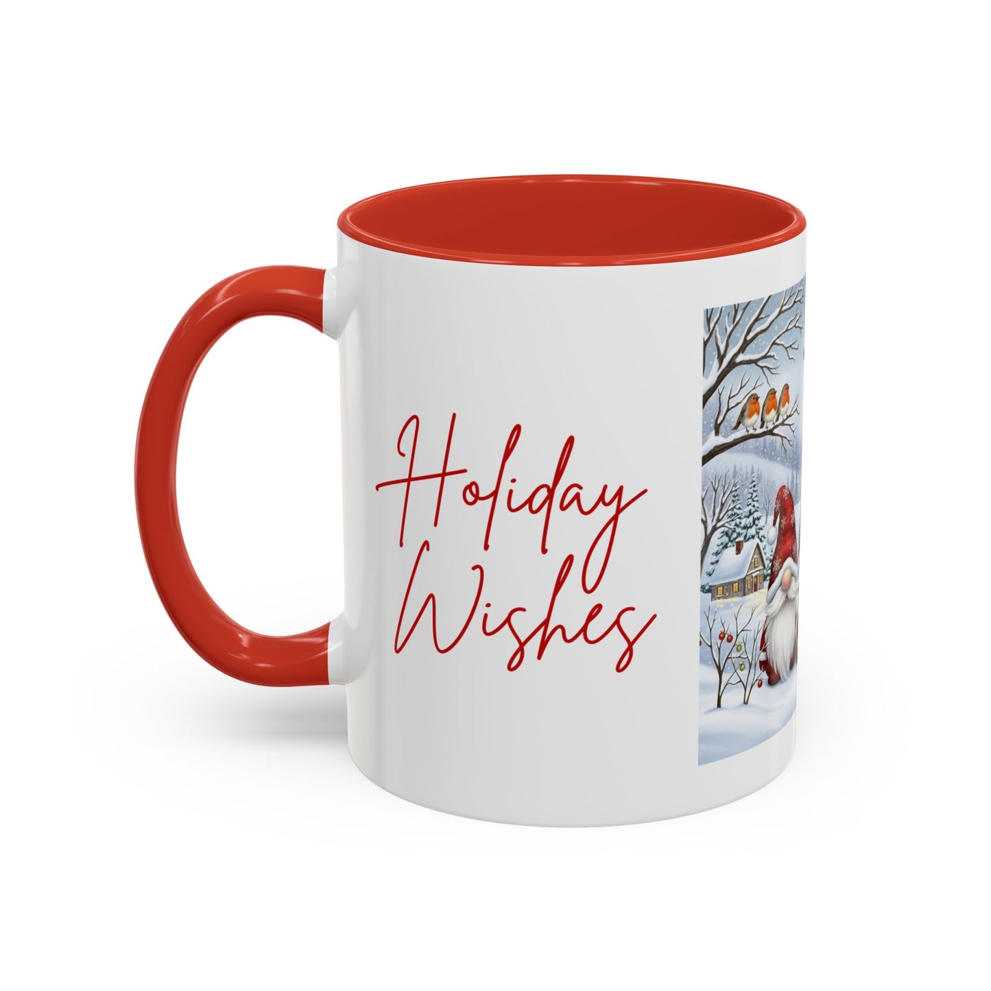 Holiday Wishes & Gnomie Kisses Christmas Mug - Festive Gnome Holiday Cup, 11 oz, 15 oz